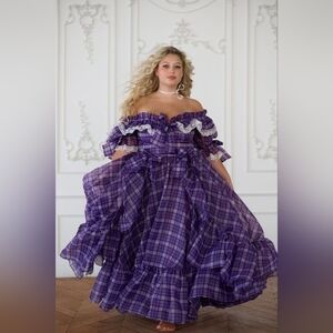 BNWT Selkie The Girls' School Carriage Gown XXL (Purple Plaid) Ret.$545